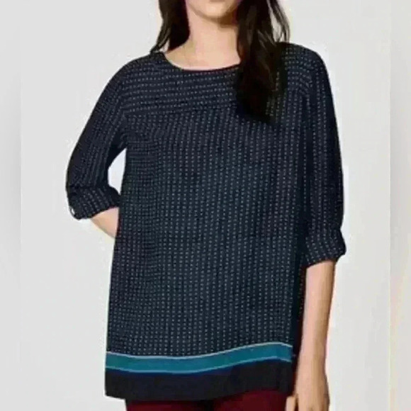 LOFT Polka Blue Dot Blouse Size XS Petite - Picture 1 of 3
